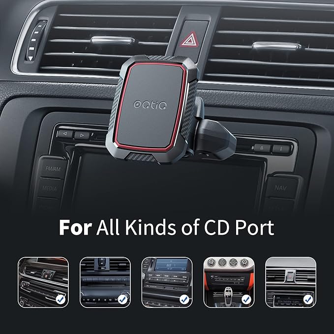OQTIQ Magnetic CD Phone Car Mount for Car CD Player, Built-in 6 Strong Magnets, Compatible with iPhone 17 16 15 14 13 12 Series,Samsung Galaxy, LG, and More, Secure Mounting with Anti-Slip Pads