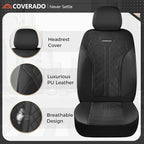 Coverado Car Seat Covers 5 Seats, Seat Covers Full Set, Mesh Breathable Seat Protectors, 5-Piece Spill-Proof Black Automotive
