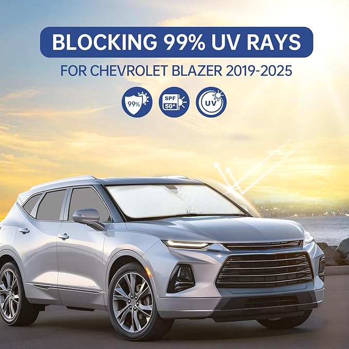 8PCS Car Window Shades for Chevrolet Blazer 2019-2025, Window Covers for Blazer Windshield Side Rear Windows, Full Set Privacy Protection Car Sunshade with UV Blocking for Camping Napping