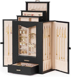 Homde Jewelry Organizer with Transparent Window Necklace Hooks Gift for Women Jewelry Box Display Case for Necklaces Rings Ea