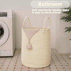 JMvicyroam Large Woven Laundry Basket Hamper,100L Cotton Rope Storage Bin for Blankets,Toys and Clothes,Decorative Tall Nurse