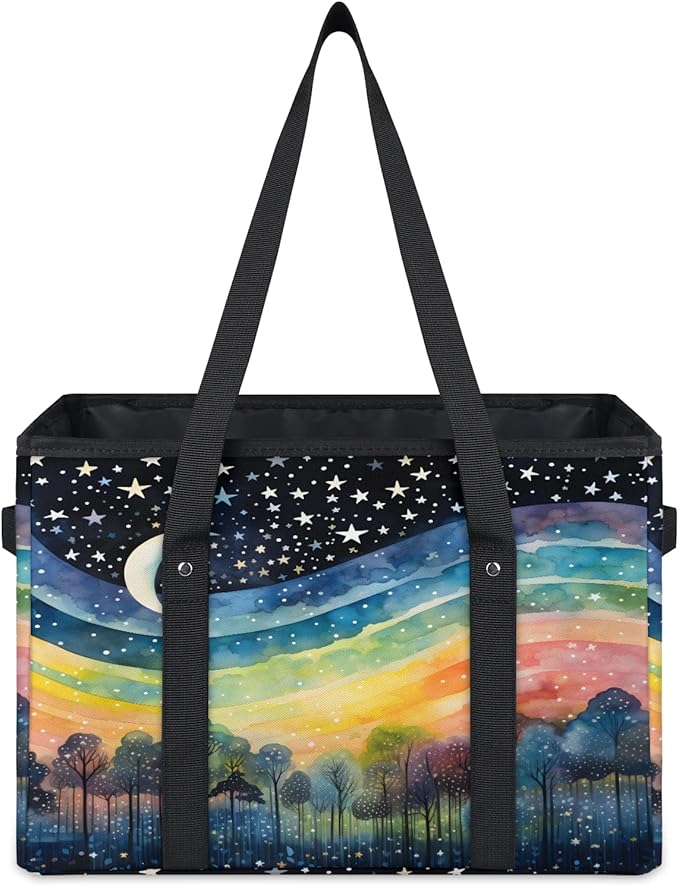 Reusable Grocery Bags Heavy Duty Shopping Bags Foldable Large Tote Bags with Long Handles & Hard Bottom