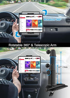 CD Tablet Holder Height Adjustable, CD Slot Tablet Mount for Car [Telescopic Arm 4.7"] Vehicle CD Player Tray Cradle for iPad Pro Air Mini, Galaxy Tabs, iPhone, 4-12.9" Tablets & Phones