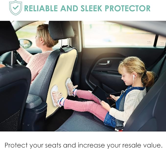 FH Group Faux Leather Seat Back Kick Protectors, Heavy Duty Car Kick Mats for Kids – 2-Pack Back Seat Protector for Driver an