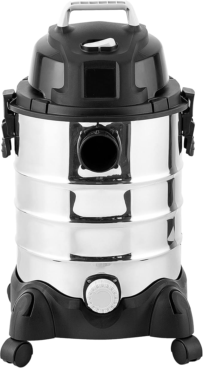 Amazon Basics Wet Dry Shop Vacuum Cleaner, 6 Gallon, 3.5 HP Stainless Steel, with Filter, Grey/Black