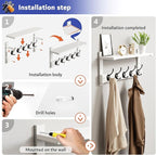 Oraich Wall Hooks with Shelf, Coat Rack Wall Mount for Coat Backpack Key Clothes Hanger, Wall Floating Shelf Hanging in Entry