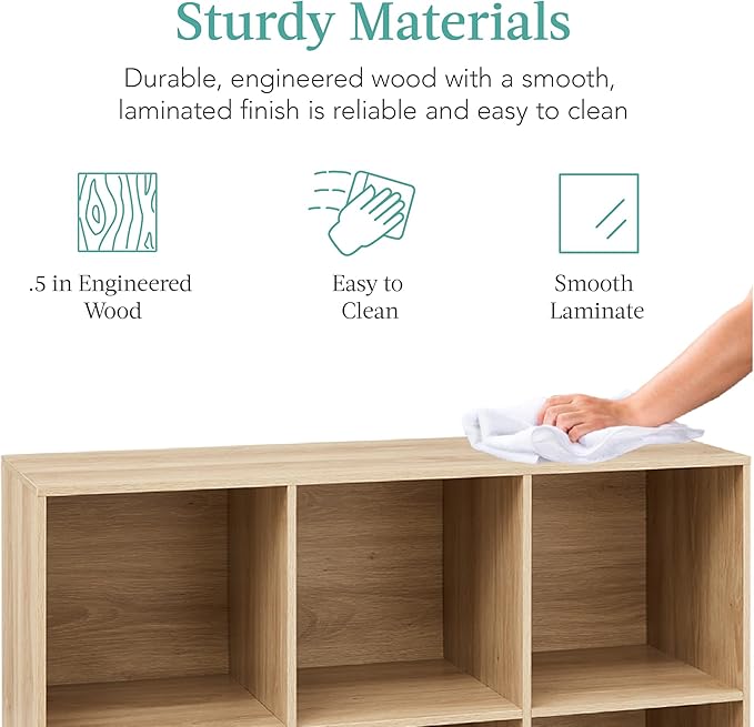 Best Choice Products 6-Cube Storage Organizer, 13.5in Shelf Opening, Bookcase, Display Shelf, Customizable w/ 3 Removable Bac
