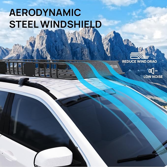 Bonnlo 250lbs Extendable Rooftop Cargo Carrier,84 * 39 * 5.5inch Universal Roof Rack Basket with Rubber Net,Storage Bag,Straps,for SUV/Truck/Van