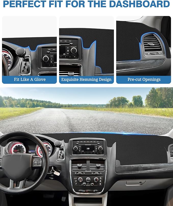 FIILINES Dash Cover for Dodge Grand Caravan 2011-2020, Chrysler Town Country 2011-2016 Dashboard Mat Cover Accessories Dash M