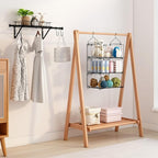 bukfen 3 Tier Hanging Closet Organizer, Wall Mounted Wire Storage Shelf with 4 Hooks, Foldable Stackable Organizer for Laundr