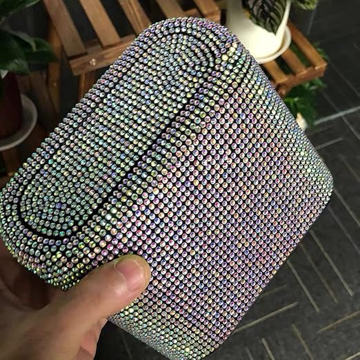 Sparkly Car Trash Car,Hanging Garbage Can with Lid Bling Rhinestone Trash Bin,Litter Container for Vehicle,Office,Home (Ab)