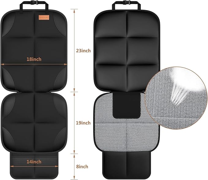 SMART ELF Car Seat Protector [1 Pack] Large Auto Protector for Child Seats with Thickest Padding and Non-Slip Backing Mesh Po