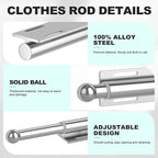2 Pack Valet Rod for Closet Retractable, 13.4"-23.2" Pull Out Clothes Hanger Rail, Heavy Duty Alloy Steel Side Mount Wardrobe