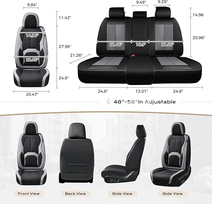 Coverado Seat Covers, Premium Nappa Leather Car Seat Covers Front Seats, Waterproof Car Seat Protector with Lumbar Support, F