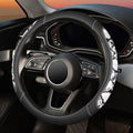 ZHOL Snake Skin Leather Steering Wheel Cover,Black and White Animal Fur Car Accessory Steering Wheel Cover,Universal 14.5-15i