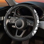 ZHOL Snake Skin Leather Steering Wheel Cover,Black and White Animal Fur Car Accessory Steering Wheel Cover,Universal 14.5-15i