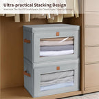 Homsorout Large Closet Storage Organizer - Clothes Storage Bins with Handles & Window, Collapsible Decorative Boxes with Lids