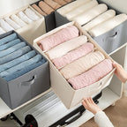2 Packs Wardrobe Clothes Organizer, Foldable Closet Organizers Extra large 5 Grids Fabric Drawer Dividers with Double Handles