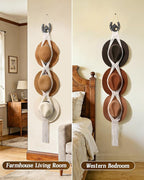 Macrame Wall Hat Rack Boho Hat Organizer Wall Mount with Cast Iron Horsehead Hanger Western Hat Holder for Women Wide Brimmed