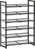 Shoe Rack, 6-Tier Metal Shoe Organizer, Tall Shoe Rack for Closet,entryway,Garage, with Adjustable Flat or Angled Shelves, Ho
