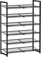 Shoe Rack, 6-Tier Metal Shoe Organizer, Tall Shoe Rack for Closet,entryway,Garage, with Adjustable Flat or Angled Shelves, Ho