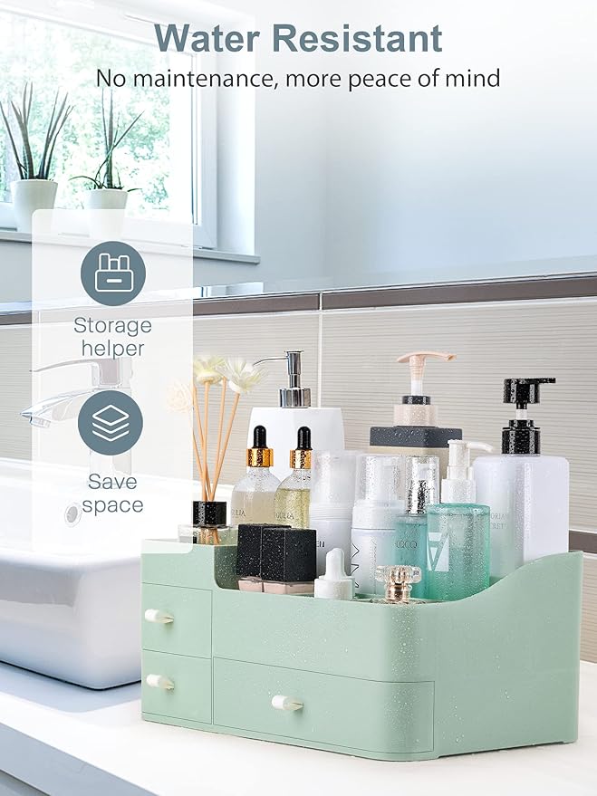 ONXE Makeup Organizer with Drawers,Large Capacity Countertop Organizer for Vanity,Bathroom and Bedroom Desk Cosmetics Organiz