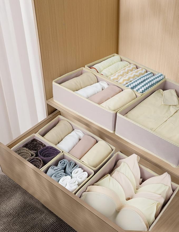 Fordonral 12 Pack Drawer Organizer Clothes, Foldable Fabric Dresser Organizer Closet Organizers and Storage Box for Underwear