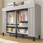 Foldable Portable Wardrobe Closet with Cover, Metal Clothes Rack, One-Piece Folding Base, Foldable Garment Racks, for Hanging