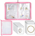 Travel Jewelry Organizer Transparent Jewelry Storage Book Set with Pocket Traveling Necklace Earring Organizer with Zipper fo