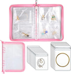 Travel Jewelry Organizer Transparent Jewelry Storage Book Set with Pocket Traveling Necklace Earring Organizer with Zipper fo