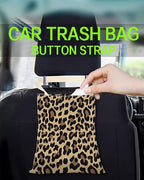 Car Trash Can, Durable Hanging Car Trash Garbage Bag, Cute Automotive Garbage Cans Organizer, Luxury Brown Leopard