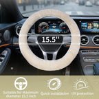 AEGIS Cover Sheepskin Steering Wheel Cover Premium Luxury AUS Genuine Merino Wool All-Season Non-Slip for Cars Fits 14.5-15.5" Wheels (Sand)