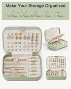 VLANDO Travel Jewelry Case, PU Leather Travel Jewelry Box with Earring Holder, Portable Display Small Jewelry Box for Mothers
