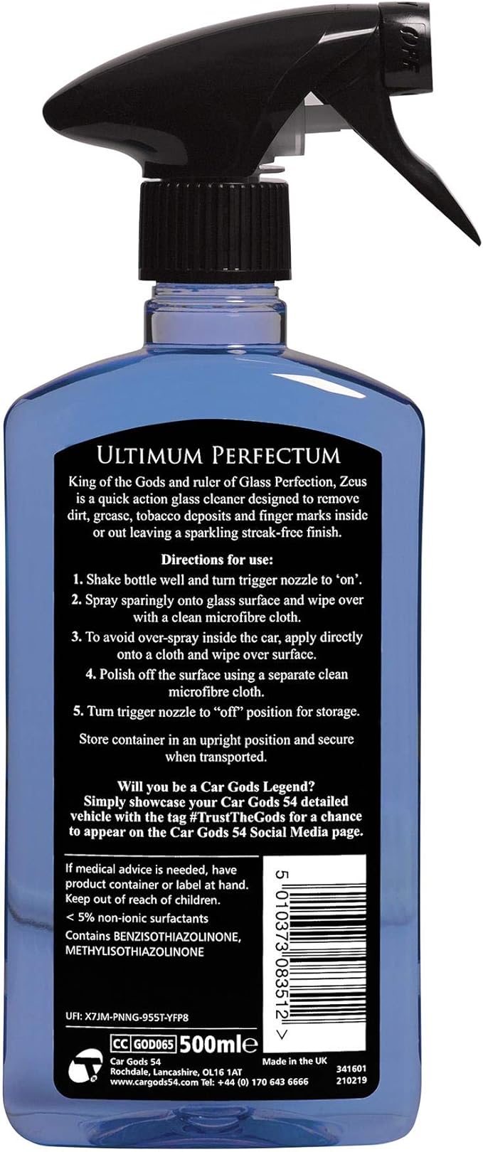 Car Gods Streak-Free Quick Action Perfect Clarity Glass Cleaner Spray, 17 Fl Oz