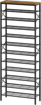 YATINEY 12 Tier Shoe Rack, Large Capacity Shoe Storage Organizer Holds 48 Pairs, Sturdy and Stable, for Entryway, Hallway, Cl