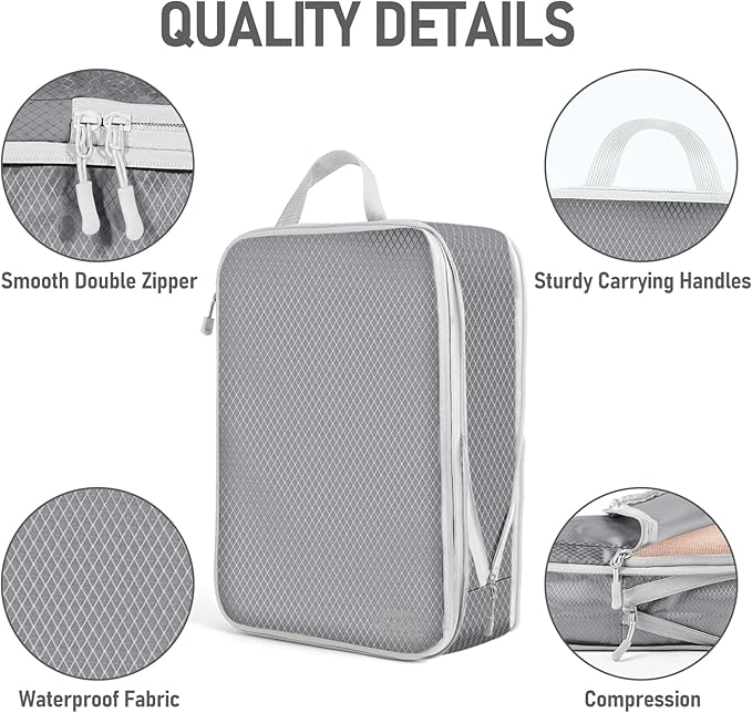 6 Set Compression Packing Cubes, Suitcase Organizer, Lightweight Travel Essentials, Compression Bags For Travel Accessories L