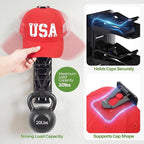 2 Pack Hat Organizer for Baseball Caps, Each Holds 18 Hats (36 Total), Customizable Wall Hat Rack, Adhesive or Screw-in Insta