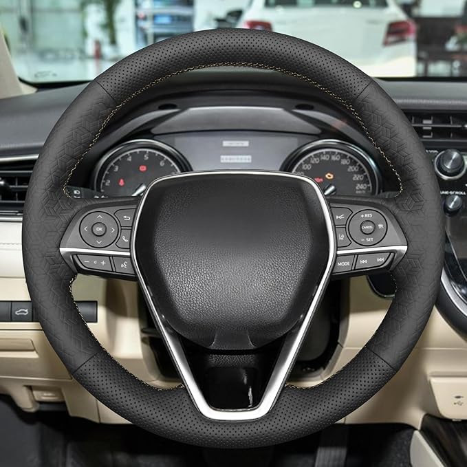 MEWANT Hand Sewn Steering Wheel Cover for Toyota Camry 2018-2019/Toyota Avalon 2019/Toyota Corolla 2019-2020/Toyota RAV4 2019 Steering Wheel Accessories