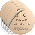 Stainless Luggage Tags for Suitcases 4 Pack: Metal Personalized Luggage Tags for Backpacks & Bags with Customizable Texts (Ro