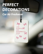 Pink Christian Car Air Freshener 4 Pcs, Coquette Bow Inspirational Religious Hanging Air Freshener for Cars Closet Drawer Boo