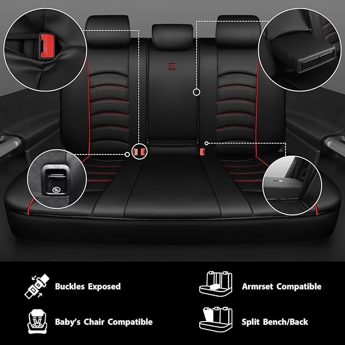 CAR PASS 3D Foam PU Leather Car Seat Covers, Universal Seat Covers Full Sets for Trucks SUV Sedan Automotive Seat Covers Armr