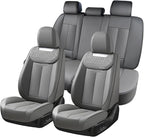 Coverado Car Seat Covers Full Set, Luxury Leather Car Seat Cover, Front and Back Seat Covers for Cars, Waterproof Car Seat Pr