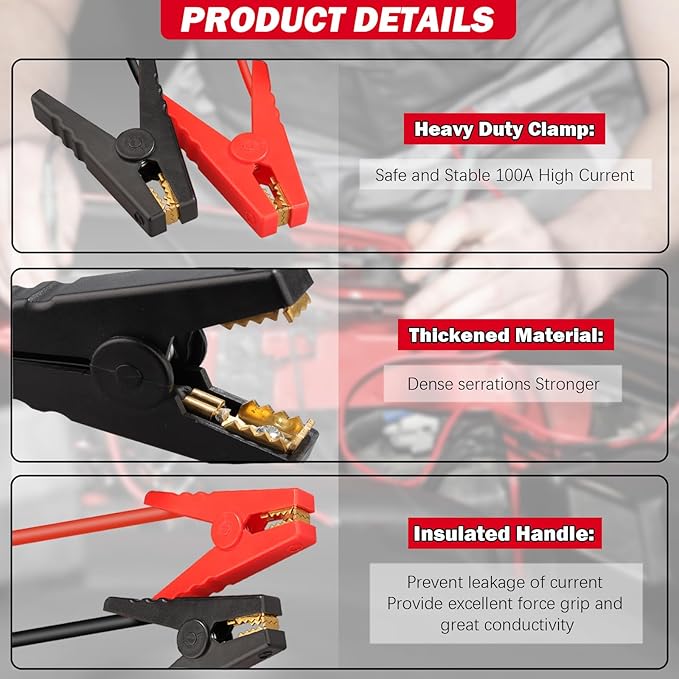 Car Jump Starter Adapter for Milwaukee 18V MAX - 11AWG Heavy Duty Booster Cable for 3.5L Vehicles (Battery Not Included)