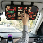 Car Sun Visor Organizer,Rose Skull Car Sun Storage Pocket Pouch Case Bag with Double Zippers Truck SUV Storage Pouch Holde