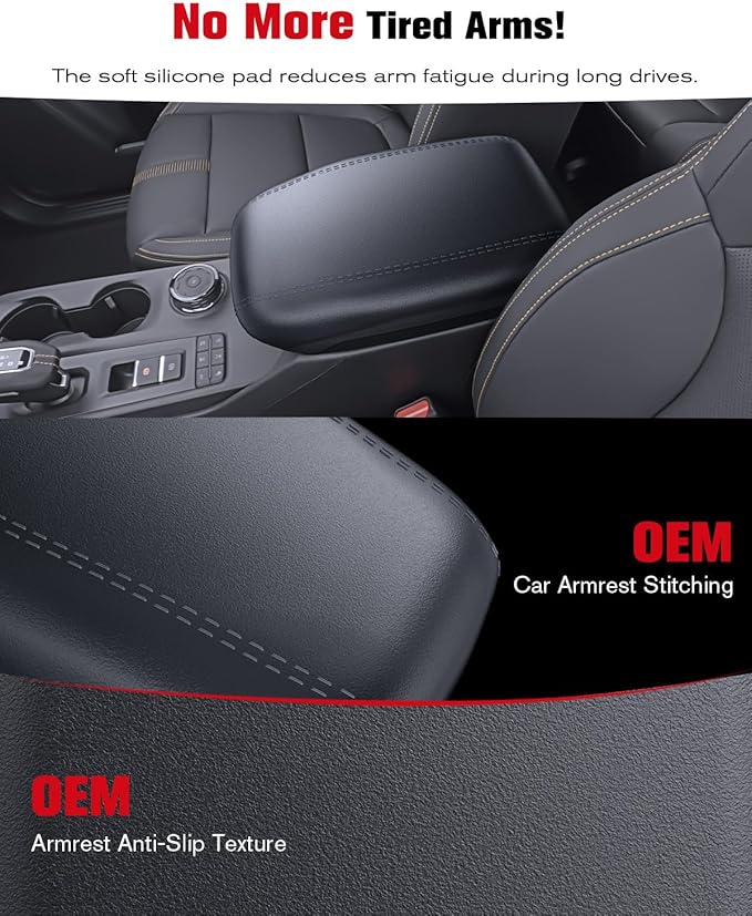 for 2024~2026 Ford Ranger 2-in-1 Silicone Center Console Armrest Cover& Armrest Hidden Privacy Tray - [OEM Design& Friendly Liquid Silicone Rubber] - Thin Black