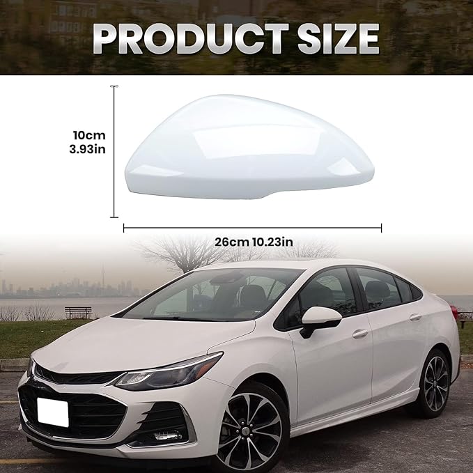 Left Driver Side Mirror Cover Caps Compatible with Chevrolet Chevy Cruze 2017 2018 2019 Replacement Rear view Mirrors Trim (White)