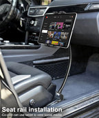GDZN Tablet Holder for Car Seat Rail with 19.7" Gooseneck Metal Arm, Heavy Duty Anti-Shake Truck Floor Seat Bolt Tablet Mount for iPad Pro 12.9 Air Mini, Galaxy Tab, iPhone, Fire HD, 4-13" Devices