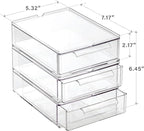BINO | Clear Stackable Storage Drawers, Small - 3 Pack | Clear Storage Drawers with Built-In Handles | Durable Plastic Organi