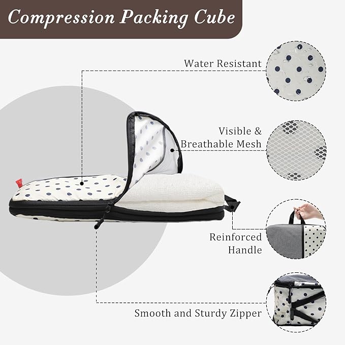 U+U 4 Set Compression Packing Cubes - Ultralight Travel Organizers, Space-Saving Suitcase Organizer, Expandable Packing Cubes
