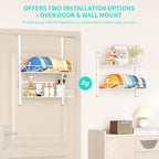 HapiRm Over the Door Hat Organizer - 2 Tier Wall Mounted Hat Rack with 2 Adjustable Metal Basket, Baseball Caps Organizer Sto
